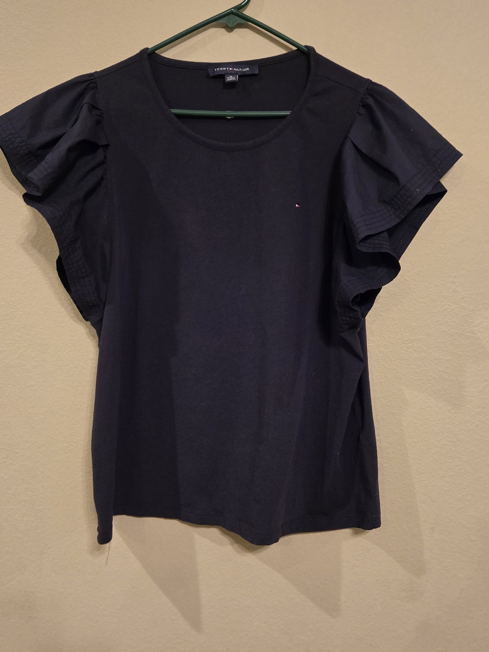 Tommy Hilfiger Navy Short-Sleeve Ruffle Tee